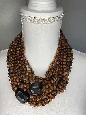 Gerda Lynngaard Monies Amber Beaded Multi Strand Long Statement Necklace Vintage • $346.50