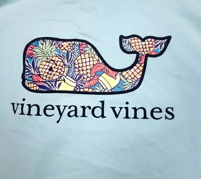 Vineyard Vines Mens XL Light Blue Pocket T-Shirt With Tropical Whale Graphic • $17.43