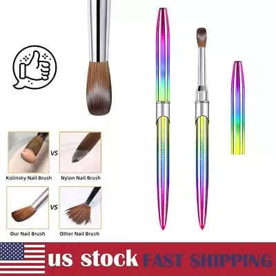 100% Kolinsky Acrylic Nail Brush With Cap Rainbow Crystal Handle (CRIMPED) 🥇 • $10.49