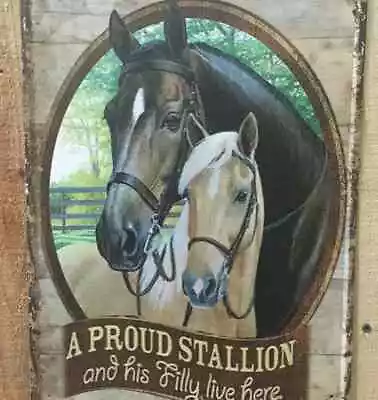 Horses Stallion Filly Tin Sign Barn Bar Western Home Farm Shed Bar Room Decor • $21.50