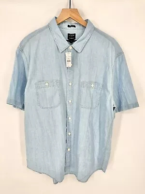 J Crew Men’s Chambray Shirt Short Sleeve Classic Fit Blue Size XXL • $21.24