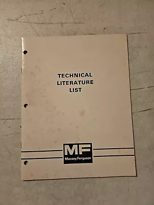 Vintage 1981 Massey Ferguson Technical Literature List Manual  • $11.66