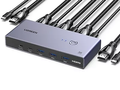 UGREEN 8K@60Hz HDMI KVM Switch With 4 USB 3.0 Ports (3 USB-A + 1 USB-C) USB Swit • $79.99