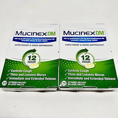 Mucinex DM 12 Hour Cough Control 20 Tablets Each Lot Of 2 • $11.67