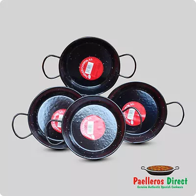 Set Of 4 X 15cm Enamelled Paella Pans / Tapas Dishes • £29.99