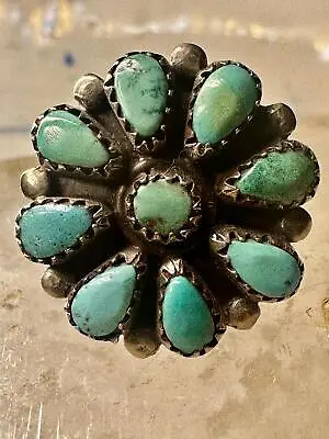 Zuni Ring Flower Turquoise Size 6 Southwest Sterling Silver Vintage Women • $148
