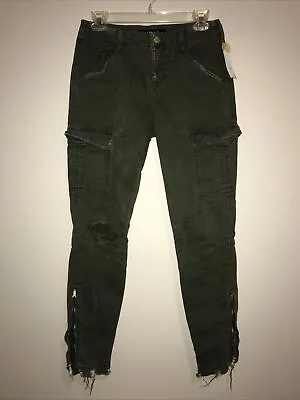 J Brand Green  Houlihan Mid Rise Skinny Crop Ripped Caledon  Pants Size 26 • $23.25