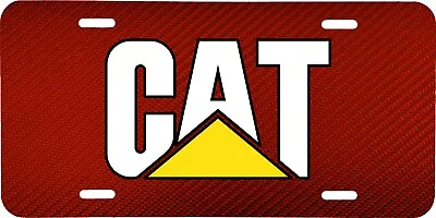 Cat Caterpillar Red Carbon Fiber Look Vehicle License Plate Truck Tractor Tag • $19.95