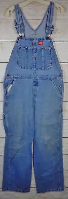 Vintage Dickies Overalls Mens 36x29 Blue Carpenter Bibs Distressed Denim Wash • $25