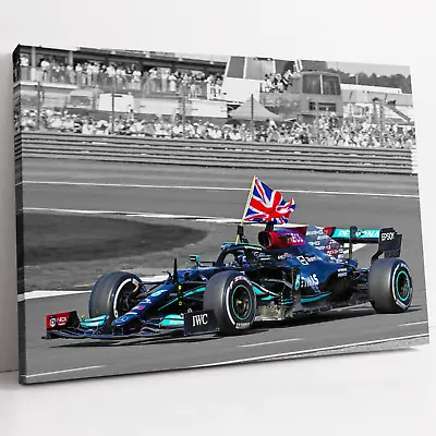 LEWIS HAMILTON Canvas Print British Grand Prix F1 2021 Mercedes Poster Wall Art • £25.99