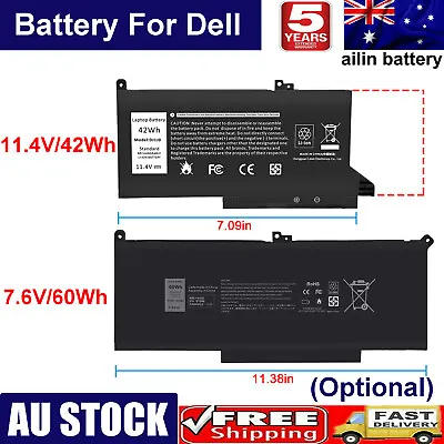Replacement Battery For Dell Latitude 7490 7480 7390 7380 7290 7280 DJ1J0 F3YGT • $48.99