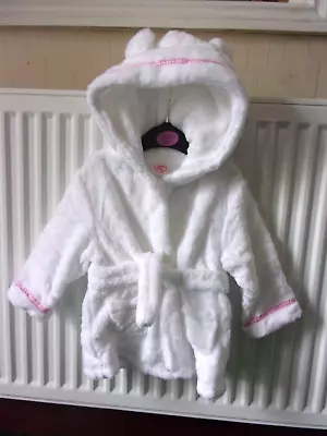 Baby Girls White/Pink Dressing Gown 12 -24 Months New • £5