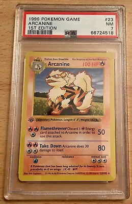 $119.99 • Buy PSA 7 Arcanine 1st Edition 1999 Base Set Shadowless Pokemon Card 23/102 NM-Mint