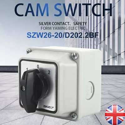 Ui 660V Ith 20A 3 Position 8 Terminal Rotary Cam Changeover Switch Control Box • £11.06