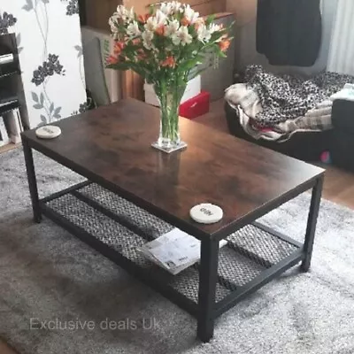 Industrial Coffee Table Vintage Retro Living Room Furniture Steel Frame Side End • £55.80