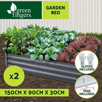 Greenfingers 2x Garden Bed 150x90cm Planter Box Raised Container Galvanised Herb • $69.95