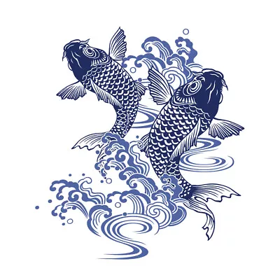 Japanese Koi Carp Illustration Art Print Canvas Premium Wall Decor Poster • £13.99