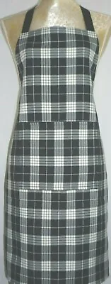 APRON SCOTTISH TARTAN DARK NAVY BLUE. FRONT POCKET.'Made In Scotland' GIFT IDEA • £11.99