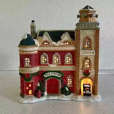 Vintage Mervyn's Village Square Fire Station  Lighted 97 Christmas Retired • $87