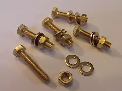 £2.99 • Buy M5x25 Brass Hex Head Bolts Nuts & Washers (pack 0f 5) Brass Set Screws X5