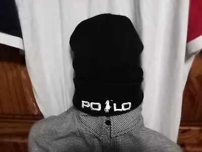 Polo Beanie Skully Cap One Size Fits All Unisex Embroidered Logo RN 102323 Black • $9.99