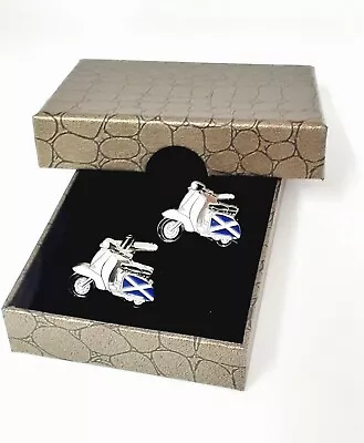 SCOOTER Scotland Saltire Flag MODs Cufflinks Novelty In Gift Box. Mens Ref 6-23 • £7.99