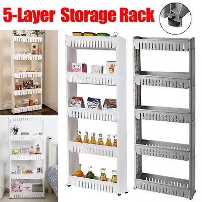 3/4/5 Tier Slim Slide Out Storage Trolley Cart Rack Holder For Kitchen Bathroom • $29.99