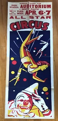 Circus Trapeze Vintage Silk Screen Poster North Platte  Nebraska 14  X 41  • $30