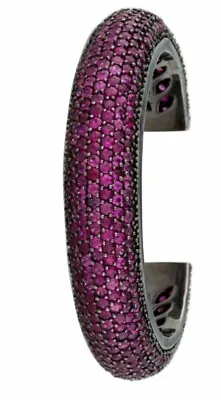 Matthew Campbell Laurenza MCL Cuff Sapphire Pink Bracelet Bangle 925 Sterling Gy • $1599.58