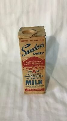 Sanders Dairy Rogersville Tennessee Vintage Wax Pint Milk Carton Container • $14.99