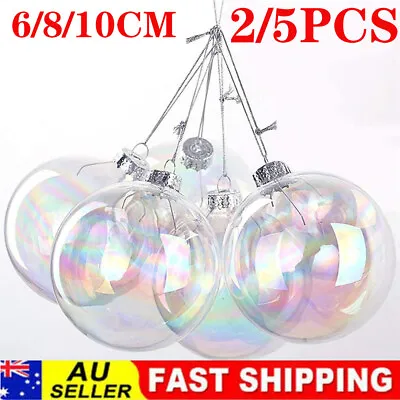 Clear Plastic Balls Christmas Baubles Sphere Fillable Xmas Tree Ornament 6/8CM • $16.99