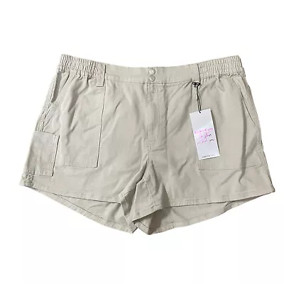 NEW Vanilla Star Utility Shorts Carpenter Khaki Beige Women's Plus Size 20W High • $14.99