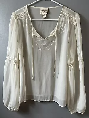 True Vintage April Cornell Embroidered Peasant Top Rayon Medium  • $25