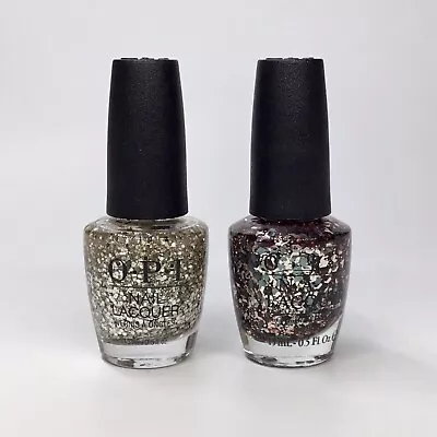 $15.50 • Buy  OPI 2 GLITTER NAIL POLISH Dreams Silver Platter TWO WRONGS DONT MAKE METEORITE