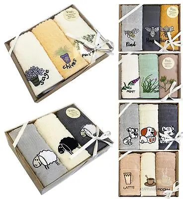 £12.99 • Buy Tea Towel Gift Set 100% Cotton Kitchen Decorative Dish Towels Box Sets (3 PACK)
