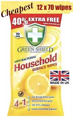 £15.99 • Buy 12 Green Shield Anti-Bacterial Household Surface Wipes