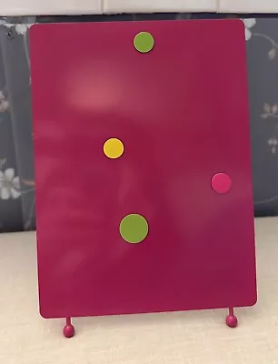 Pink Magnetic Standing Picture Frame Holds Many Images 4 Colorful Dots 8x6 In GU • $5