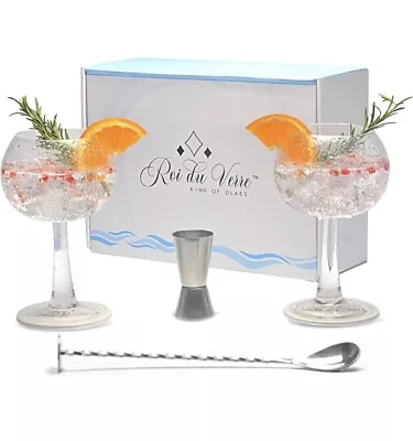 Gin Glass Cocktail Set With 2 Balloon 680ml Cocktail Spoon Measuring Cup Etc.. • £12