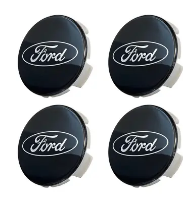 For FORD 4x54mm Wheel Center Caps BLACK Edge Escape Emblem Badge NEW • $54.99