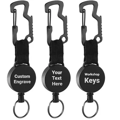 Heavy Duty ID Card Key Holder Badge Retractable Chain Safety Coil Carabiner • £6.99