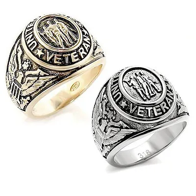 USA War WW2 Iraq Gulf Korean Vietnam Veteran Rings - Silver & Gold Military Ring • $19.20