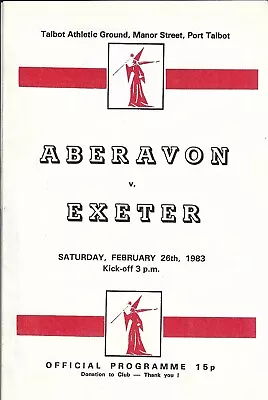 Aberavon v Exeter 26 Feb 1983 RUGBY PROGRAMME • £4.99