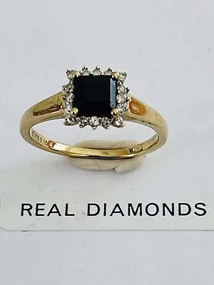 £149 • Buy Princess Cut Blue Sapphire And Diamond Halo Engagement Ring