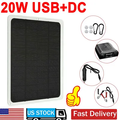 20W Solar Panel 12V Battery Charger Power Supply Maintainer Marine Boat RV Car • $15.99