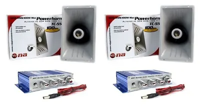 PA Power Horn Speaker 100 Watt Indoor Outdoor 100W With Hifi Amplifier Qty 2 • $94.95