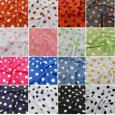 £2.75 • Buy Polycotton Fabric 26mm Polka Dots Spots Spotty Craft Dress Kids Dotty Dot 