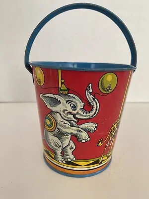 Vintage Superior Toy Co. Tin Litho Sand Pail Graphics Of Children Merry Go Round • $49.95