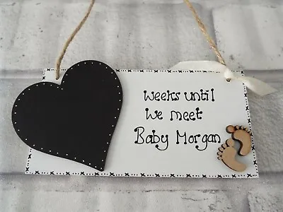 £5.69 • Buy Chic Personalised Countdown New Baby Pregnancy Mum Plaque/sign BABY SHOWER Gift*