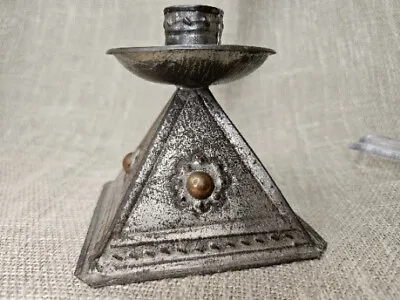 Handcrafted Aluminum Candlestick Holder ~ Mexico  * Some Metal Oxidation • $12