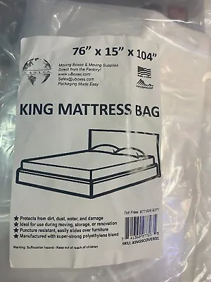 10 X Moving Supplies King Or Queen Mattress Cover/Bag 76  X 15  X 104  Clear • £47.29